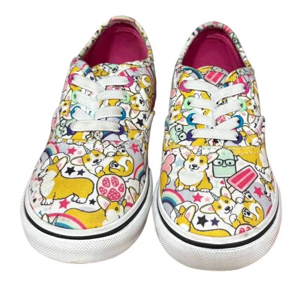 Vans Uni Corgi Dog Print Infant Toddler Slip On Skateboard Shoes Size 9